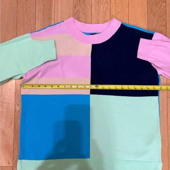 LANDS’ END Pastel Color-Block Crewneck Sweater | 2026 Dopamine Dressing Trend - Picture 6 of 9